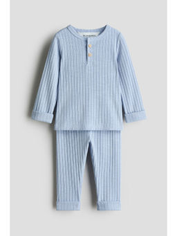 H&M - Boys Blue 2-Piece Ribbed Jersey Co-Ord Set