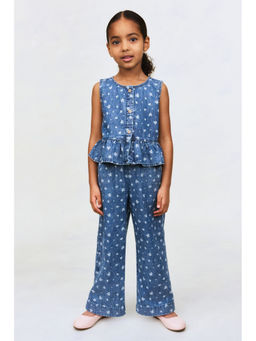 H&M - Girls Blue 2-Piece Printed Denim Co-Ord Set