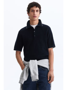H&M - Men Navy Blue Slim Fit Polo Shirt