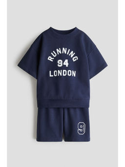 H&M - Boys Navy Blue 2-Piece Printed Co-Ord Set