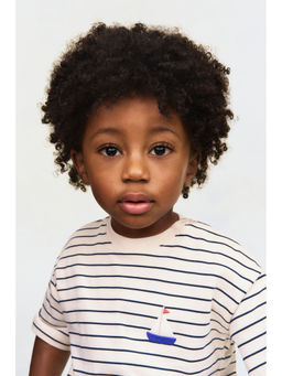 H&M - Boys Beige Embroidery-Detail T-Shirt