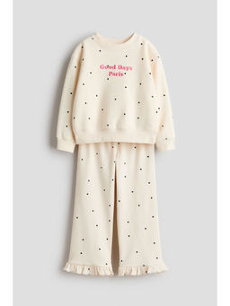 H&M - Girls Beige 2-Piece Motif-Detail Co-Ord Set