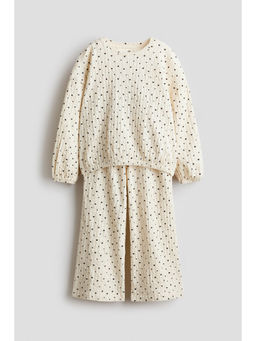 H&M - Girls Cream 2-Piece Textured Jersey Co-Ord Set