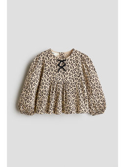 H&M - Girls Beige Bow-Detail Crinkled Top