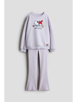 H&M - Girls Purple 2-Piece Print-Motif Co-Ord Set