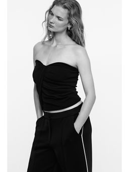 H&M - Women Black Draped Interlock Bandeau Top