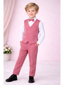 Blabber - Boys Solid Waist Coat, Shirt, Bow and Pant