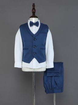 Blabber - Boys Solid Waist Coat, Shirt, Bow and Pant