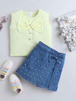 Bright Star Kids Wear - Cotton Single Sleeveless Top and Skorts