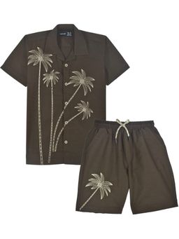 CAVIO - Boys Brown Placement Shirt and Shorts