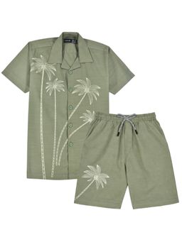 CAVIO - Boys Green Placement Shirt and Shorts