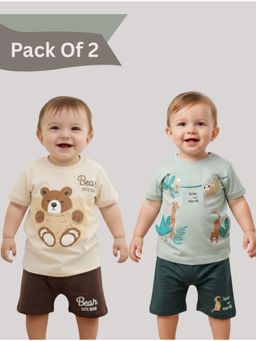 BABYZONE - Baby Boy Cotton Summer T-Shirt and Shorts (Pack Of 2)