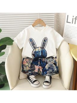 Googo Gaaga - Kids Boys Bunny White T-Shirt and Shorts