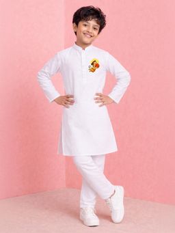 JBN Creation - Boys White Cotton Kurta and Pyjama