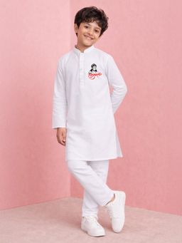 JBN Creation - Boys White Cotton Kurta and Pyjama