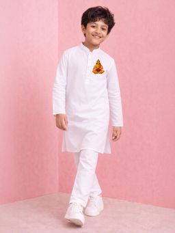 JBN Creation - Boys White Cotton Kurta and Pyjama