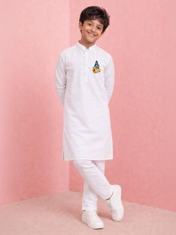JBN Creation - Boys White Cotton Kurta and Pyjama
