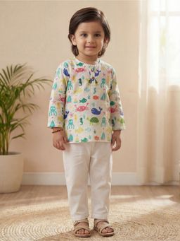 Lil Pitaara - White Pure Cotton Kurta and Pyjama