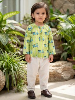 Lil Pitaara - Green Pure Cotton Kurta and Pyjama