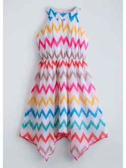Hopscotch - Coloured Chevron Printed Sleeveless Casual Dress