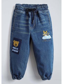 Hopscotch - Bear Embroidered Cotton Jeans