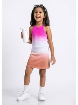 Hopscotch - Textured Colorblock Halter Neck Dress