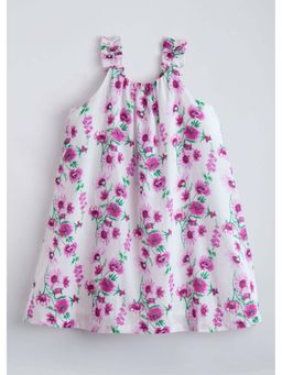 Hopscotch - Bow Applique Floral Cotton Dress