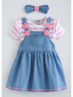Hopscotch - Floral Applique Ruffled Pinafore