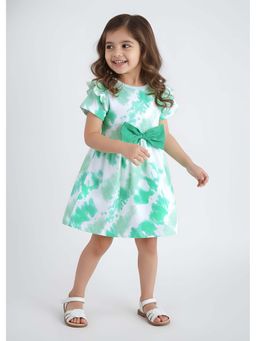 Hopscotch - Bow Applique Tie and Dye Fit and Flare Dress