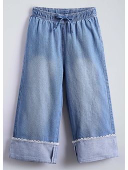 Hopscotch - Lace Wide Leg Cotton Denim Jeans