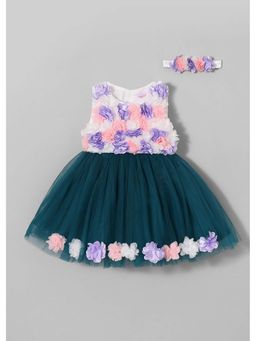 Hopscotch - Floral Applique Dress with Headband