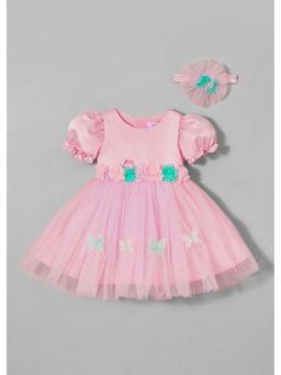 Hopscotch - Floral Applique Butterfly Embroidery Dress
