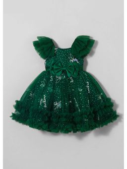 Hopscotch - Bow Applique Ruffled Dress