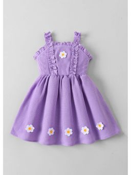 Hopscotch - Floral Applique Ribbed Dress