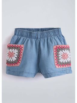 Hopscotch - Crochet Pocket Denim Shorts