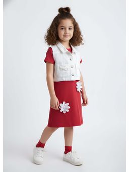 Hopscotch - Floral Applique Dress with Jacket