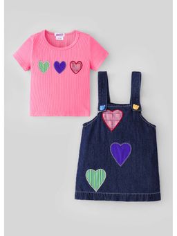 Hopscotch - Heart Patch T-Shirt and Denim Dress