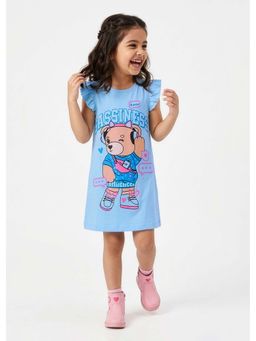 Hopscotch - Teddy Bear Ruffled Jersey A-Line Dress