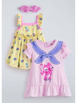 Hopscotch - Stitch and Angel Ruffled Dresses with Headband (Pack of 3)
