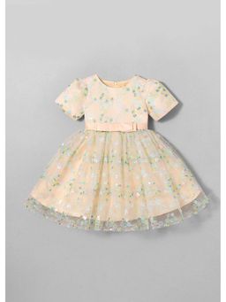 Hopscotch - Floral Embroidery Bow Applique Dress