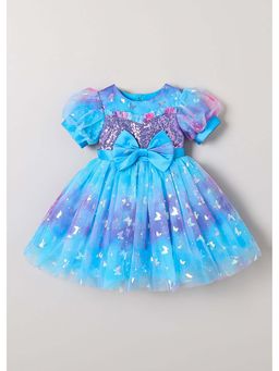 Hopscotch - Bow Applique Sequined Ruffled Dress