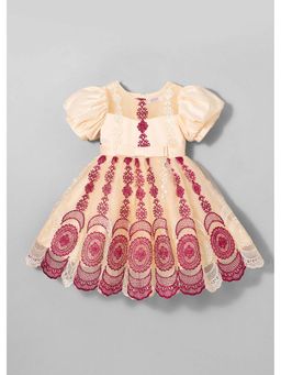 Hopscotch - Floral Embroidery Lacing Dress