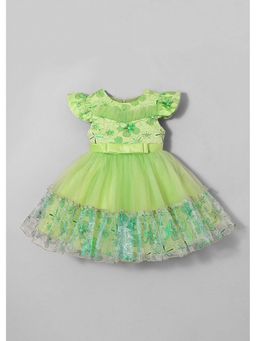 Hopscotch - Bow Applique Floral Embroidery Dress