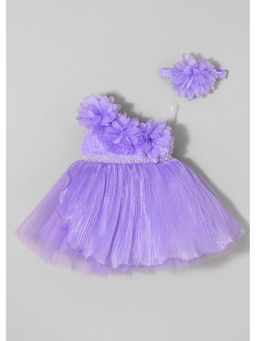 Hopscotch - Floral Applique Pearl Dress with Headband