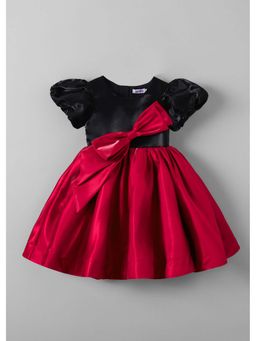 Hopscotch - Colorblock Bow Applique Dress