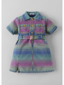 Hopscotch - Tie and Dye Collared Dress with Belt