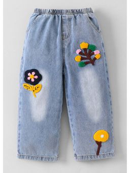 Hopscotch - Floral Chenille Embroidery Denim Jeans
