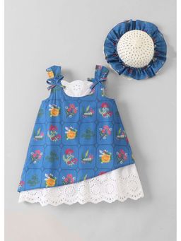 Hopscotch - Floral Embroidery Bow Applique Dress
