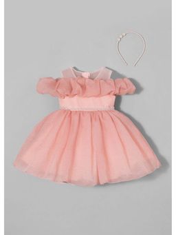 Hopscotch - Beaded Waist Party Dress with Pearl Headband