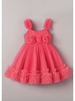 Hopscotch - Rose Applique Ruffled Dress